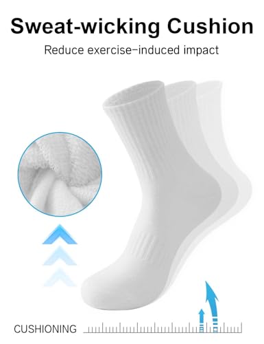 Image of Irisbear Cushion Crew Socks for Women Cotton Running Hiking Athletic Long Socks for Women 5 Pairs