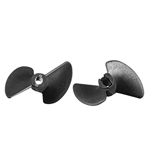 uxcell RC Boat CW CCW Propeller 3.17mm Shaft 2 Vanes 30mm 1.6 P/D Fan Shape Pastic Black Rotating Propeller Props for RC Boat, 2pairs