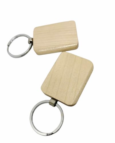 Image of Empty Wooden Keychains, Laser Engravable, Printable & Writable, Pack of 10 Assorted Shapes, 5cm x 3cm