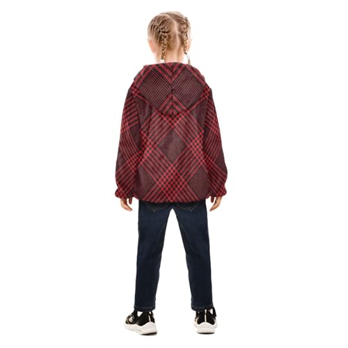 GuoChe Christmas Buffalo Plaid Black Red Toddler Fleece Jacket With Hood4