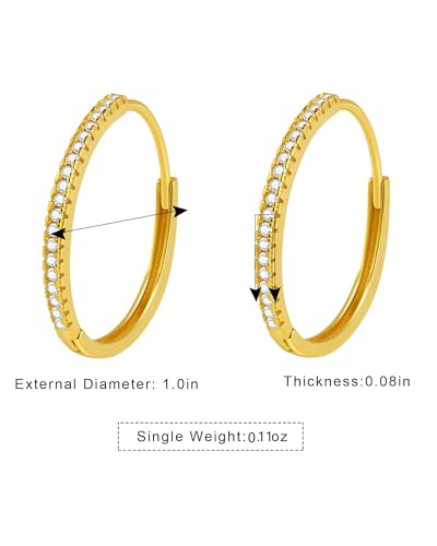 Thin Gold Hoop Earrings 18K Gold Plated Cubic Zirconia Small Trendy Hypoallergenic Lightweight Hoops Earrings for Women3
