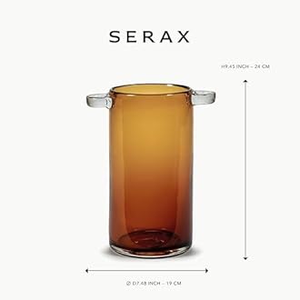 Serax Flower Vase | Wind & Fire Collection by Marie Michielssen | Home Decor Living Room for Coffee Table, Kitchen Decorations | Modern Entryway Table Decor or for Shelves (Amber, Large)
