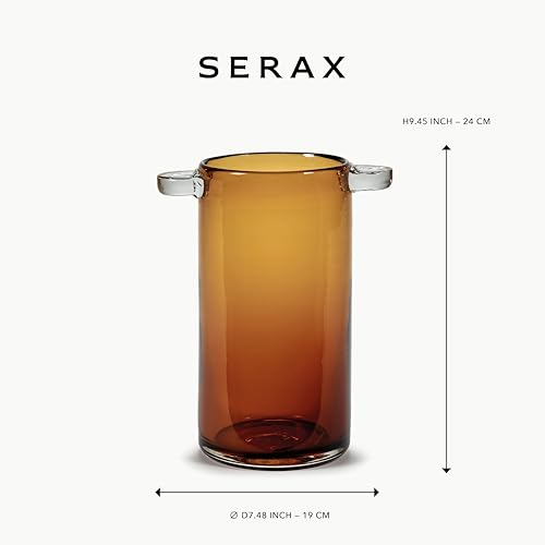 Serax Flower Vase | Wind & Fire Collection by Marie Michielssen | Home Decor Living Room for Coffee Table, Kitchen Decorations | Modern Entryway Table Decor or for Shelves (Amber, Large)