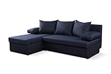 NAWSTOL – Schlafsofa JAN mit Bettfunktion, 2 Bettkästen, Ecksofa, Couch, Soffa, Bettsofa, Couchgarnitur, (Links/rechts), große Farbauswahl (Dunkelblau)