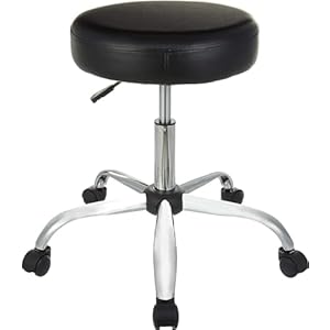 Amazon Basics Drafting Spa Bar Stool with Wheels, Height Adjustable Swivel, Black, 22.05″ D x 22.83″ W x 19.88″ H