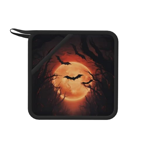 Soportes para ollas para cocina, diseño de murciélago, sol, bosque, camino, soporte de silicona resistente al calor, almohadillas calientes para horno, agarraderas para decoración de cocina, hornear