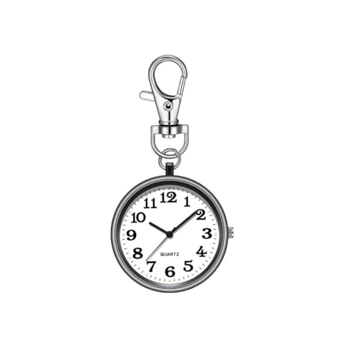 ナースウォッチ 時計 懐中時計 カラビナウォッチ クリップ キーホルダー 時計 合金製 防水 見やすく大きい 文字盤 シンプル かわいい おしゃれ リュック バッグ ポケット ランドセル 男女兼用 (ブラック) [並行輸入品]
