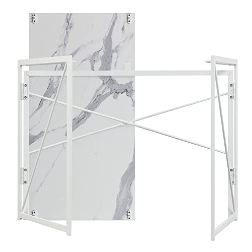 Convenience Concepts Xtra Folding Desk, White Marble/White #TOP4