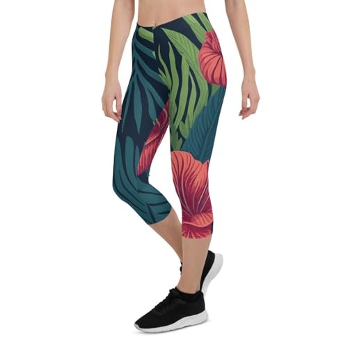 Legging capri premium floral en tissu extensible haute densité - 5