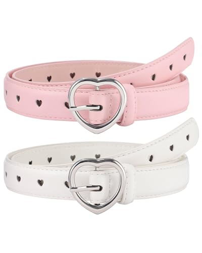 Coubeau 2 pièces Ceinture en Cuir Enfant Fille - Ceinture réglable pour enfants de Sport pour filles et garçons