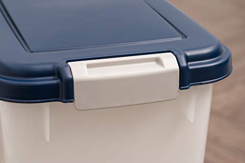 Product Image 3: IRIS USA 47Qt./35Lbs. WeatherPro Airtight Pet Food Storage Container with Attachable Casters, For Dog Cat Bird and Other Pet Food Storage Bin, Keep Pests Out, Easy Mobility, BPA Free, Navy/Pearl