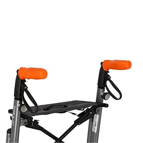 MyRollerSleeve Ergonomische Griffe fuer Rollstuhl und Rollatoren in trendigen Farben zur Unterstuetzung der Haende beim Gehen, Griff mit Gelpad fuer Senioren Gehhilfe, orange, 21 x 6,5 x 9 cm Cover