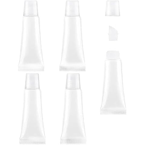 KEAIYYJ Empty Lip Gloss Tubes Balm Travel Toothpaste Containers Refillable Small Squeeze Bottles 10 ml 5 Pack Cover