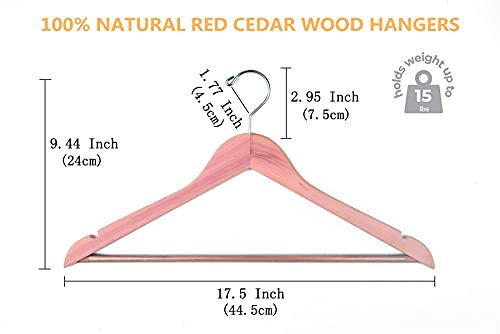 Amber Home American Red Cedar Hangers 30 Pack, Smooth Finish Wood Coat Hangers For Suit Shirt, Aromatic Cedar Clothes Hangers With Swivel Hook & Notches For Dress, Jacket, Pants (Cedar,30) #TOP1
