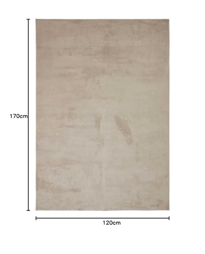 Image of Obsessions Large Indoor Polyester Carpet with Solid Pattern Felt Backing, Ideal for Bedroom & Living Room 120x170cm, Taupe