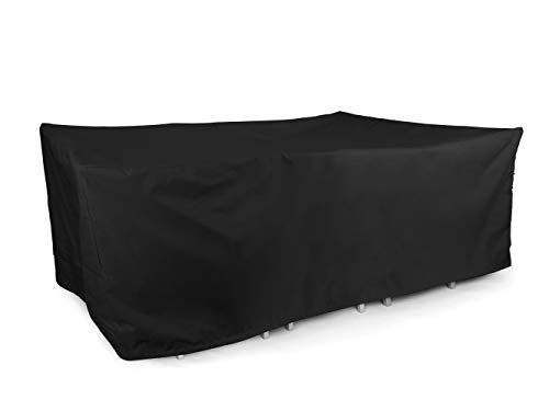 Covermates Rectangular Dining Table/Chair Set Cover - Heavy-Duty Polyester, Weather Resistant, Drawcord Hem, Patio Table Covers-Ripstop Black