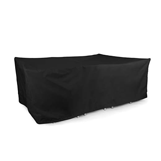 Covermates Rectangular Dining Table/Chair Set Cover - Heavy-Duty Polyester, Weather Resistant, Drawcord Hem, Patio Table Covers-Ripstop Black