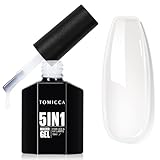 TOMICCA 5 in 1 ビルダー ネイル ジェル ビルダー ベース 強化 ネイル ジェル ハード ストロング ネイル チップ & 長さだし ジェルネイル、ネイル修復用 UV ジェルネイル、簡単に形作れるネイル アート15ML （乳白色）