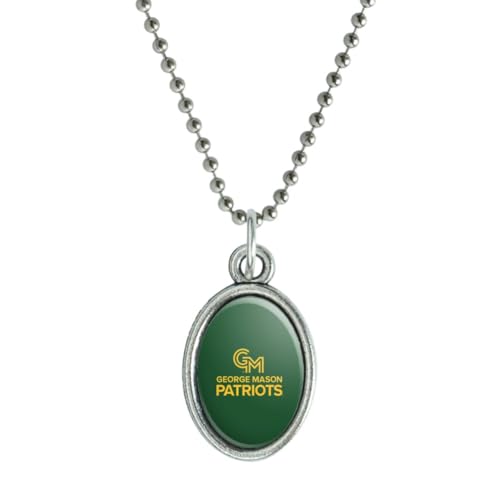 George Mason University Primary Logo Antiqued Oval Charm Pendant with