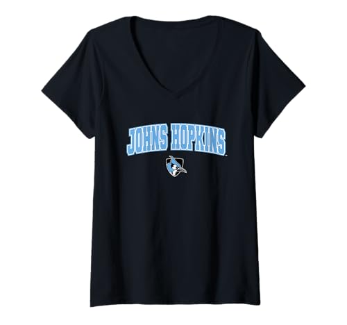 Womens Johns Hopkins University Blue Jays Arch Logo V-Neck T-Shirt