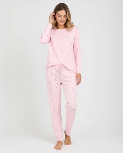 Image of Real Essentials 2 Pack: Women's Long Sleeve Pajama Sets - Soft Comfy 2 Piece PJ Set Matching Ladies Sleepwear (Plus Size)