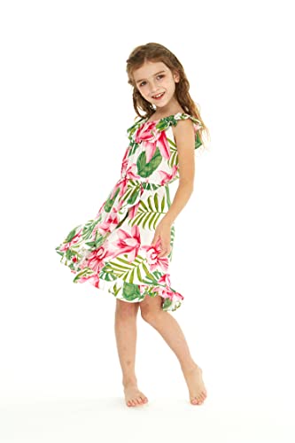 Image of Matchable Family Hawaiian Wrap Dress, Lotus and Orchid, Girl, Size 8