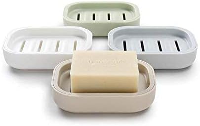 Miniatura 5 de Jabonera de plástico para ducha, soporte para jabón en barra pequeña, mantiene el jabón seco, fácil limpieza, drenaje (verde claro)