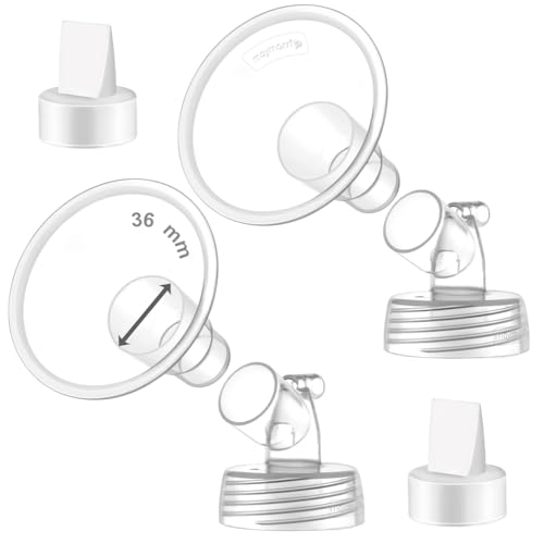 Image of 2X 36 mm Maymom Two-Piece Wide Neck Pump Parts Compatible with Spectra S1,Spectra S2 Pumps and 2 Valves; Incl Wide Mouth Flanges; Not Original Spectra Flange; (36mm Flange with Valve)