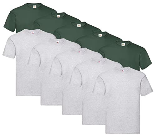 T-shirt Fruit of the Loom original XXL coton durable gris vert bouteille