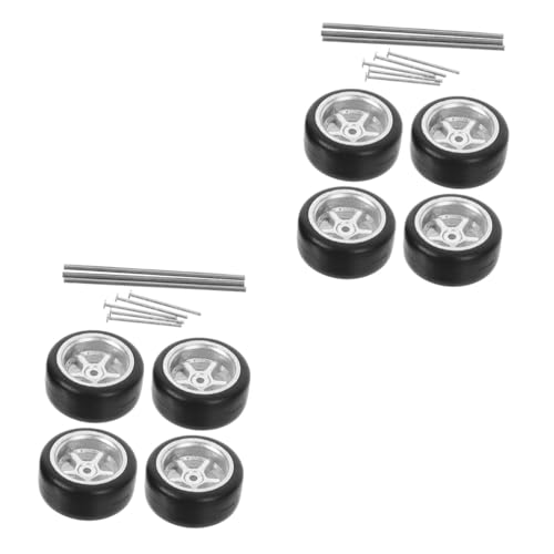 BCOATH 2 Sets Car Wheel Tire 1/64 Scale Replacement Tire Wheel for Toy Vehicle Models Teen Toys