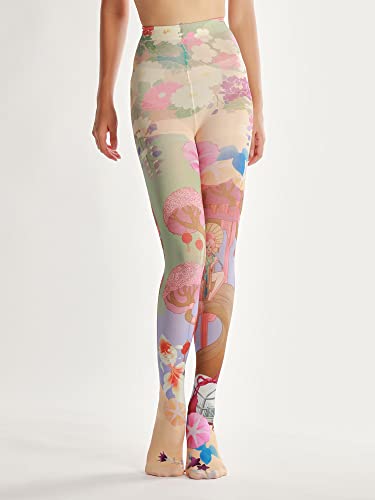 Image of Sahabowi Women Tights, Sheer High Waist Pantyhose, Vintage Control Top Stockings, Siwa opaque print1