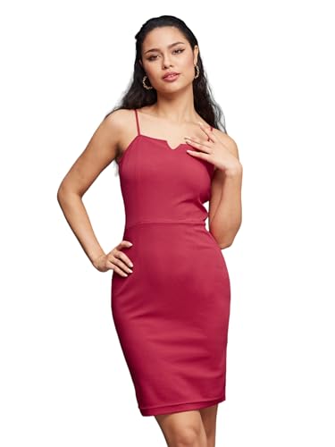 Miss Chase Women's Comfortable Round Neck Sleeveless Striped Midi Bodycon Dress with Zipper