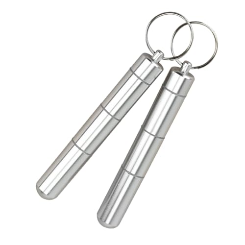 JOCXZI Organiseurs personnels de comprimés,Boîte à pilules Porte-clés boîte à pilules de Poche, boîte à pilules en métal de Voyage, Distributeur de pilules, 2 pièces Argent