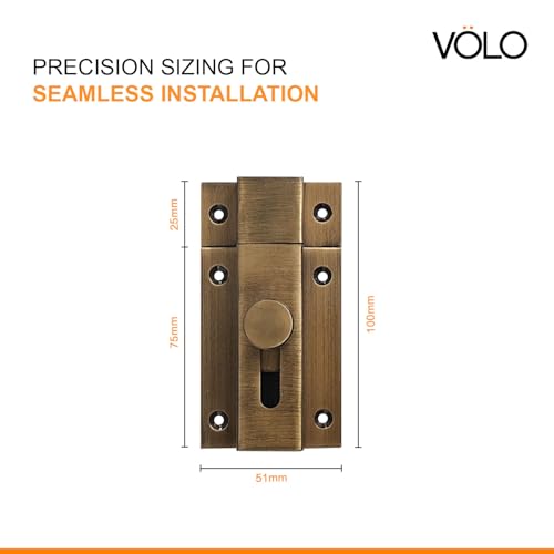 Image of VOLO 4 Inch Antique Heavy Duty Door Lock Baby Latch for Home & Office Doors | Door Latch | Aluminum Ingot Build | Waterproof & Rust Resistant | 1 Year Warranty | Pack of 1