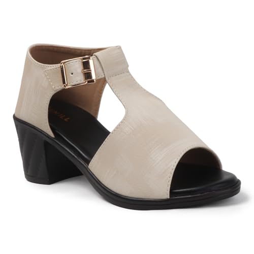 Image of Denill Fancy & Comfortable Brown Heel Sandal with Ankle Strap for women & Girls