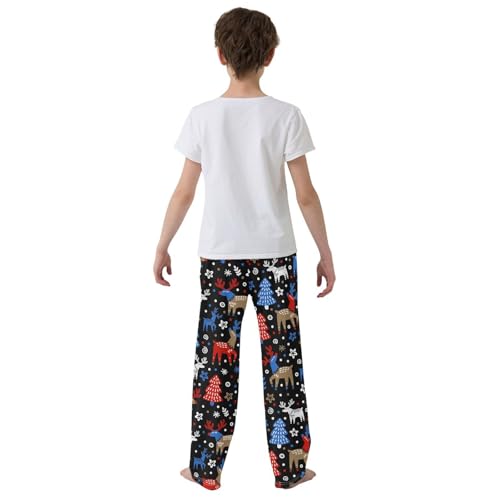 ZZXXB Moose Xmas Tree Boys Long Pants Soft Trousers Elastic Waist Kids Lounge Bottoms with Pockets S-XL3