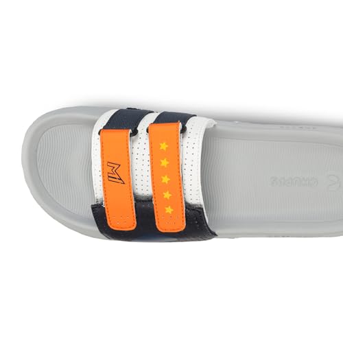 Image of CHUPPS Mi Ace Orange Navy Drift Orthopedic Slippers | Soft Footpharma Footbed | Breathable Ventilation Holes | Lightweight Flip Flops | Anti-Skid Chappals for Everyday For Mens
