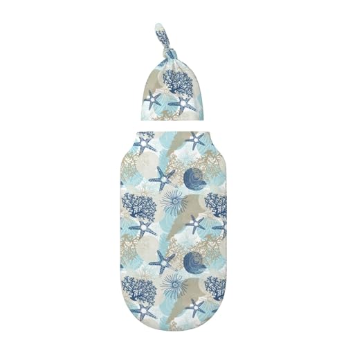 Image of Starfish Swaddle Blankets Soft Receiving Blanket Baby Swaddle Wrap for Baby Girls Boys