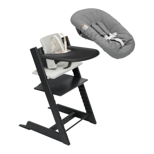 Image of Stokke Tripp Trapp High Chair with Tray + Cushion, Black Nordic Grey