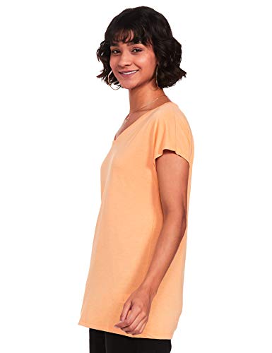 Image of Marks & Spencer Womens Solid Polyester Blend V-Neck Relaxed Fit T Shirt