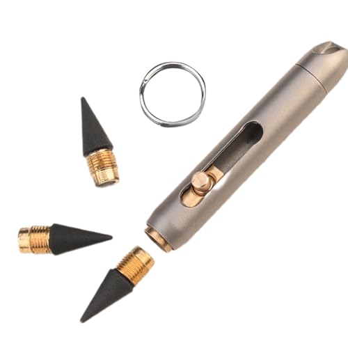 Yugugomo Lápiz de titanio – Llavero con punta de grafito borrable, herramienta de escritura táctica para exteriores/supervivencia