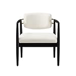 Ball & Cast Modern Accent Chair Upholstered Club Chair Comfy Side Armchair with Wooden Frame, Ivory - Image 4