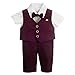 Lito Angels Ensemble 4 Pieces Costume à Gilet Bebe Garcon, avec Chemise, Nœud Papillon et Pantalon, Taille 9-12 Mois, Rouge Bordeaux, à Carreaux