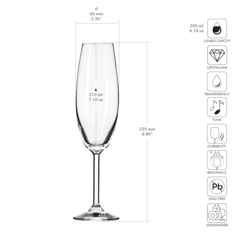 Flûtes à champagne 210 ml Krosno en cristal résistant qui ne ternit pas