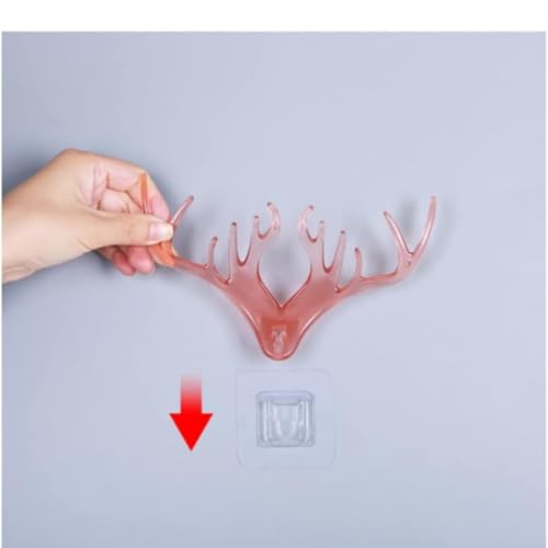 Image of Antlers Wall Hook - Vintage Deer Antler Coat Rack for Hanging Clothes, Hats, Scarves, Keys, Decorative Wall Mounted Deer Horn Hanger (Crystle Deer Hook Sticker, 1)