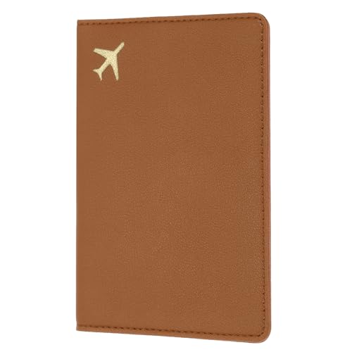 uxcell Passport Cover Holder, Waterproof PU Leather Passport Cover Card Protector Sleeve for Women & Men Document Organizer Travel Accessories for Anniversary Wedding Gift, Brown