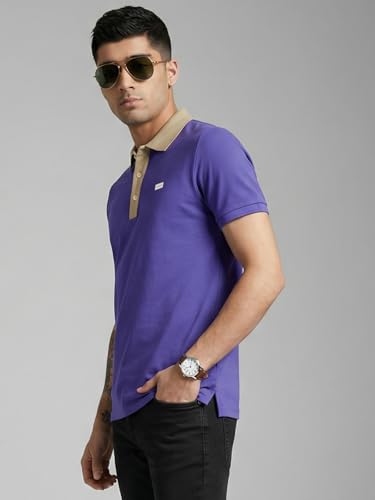 Image of Veirdo Men's Polo T-Shirt Regular Fit, Half Sleeve Contrast Collar Tee, Solid Color Summer Wear, Comfortable Travel, Casual & Office Styling (Sizes S-2XL)