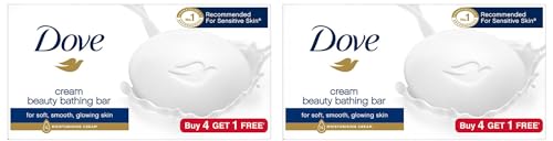 Cream Beauty Bathing Soap Bar 125g (4+1 Free Combo) | With Moisturising Cream for Softer Skin & Body, Nourishes Dry Skin more than Ordinary Soap (Pack