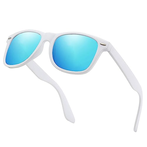 Jueshanzj Polarized sunglasses sunglasses men and women with the same paragraph sunglasses White frame blue one size