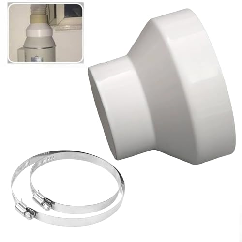 Duct Reducer 6 to 4 inch Air Duct Adapter ABS Fan or Dryer Vent Adapter Havc Pipe Connector for Inline Ventilation System with 2 Hose Clamps